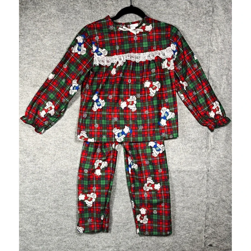 Vintage 90s Candlesticks Girls Size 10 Christmas Polar Bear Plaid New W/O Tags